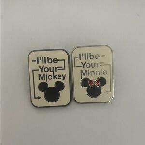 Disney Black and Silver I'll Be Your Mickey and Minnie Pins